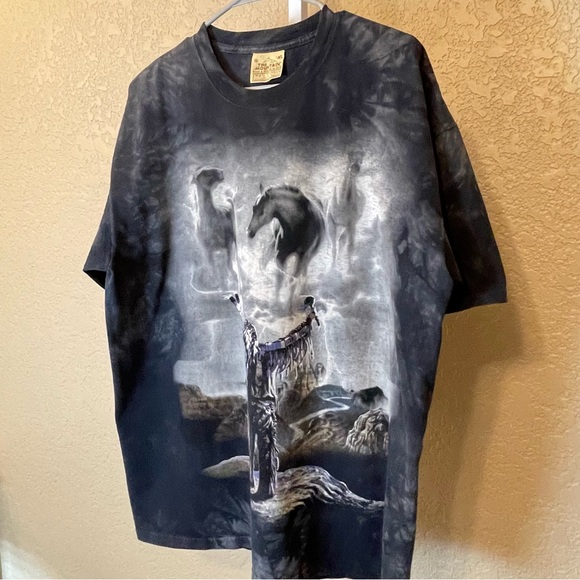 The Mountain American Native and Spirit Horses Distressed Tie Dye T-shirt Sz XL - Picture 2 of 10